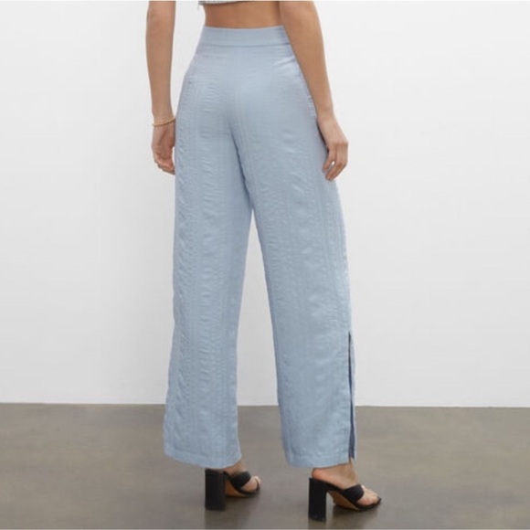 Club Monaco Sonyah Pants Light Blue High Waisted Side Slits Sz 6 Lightweight - Picture 2 of 9